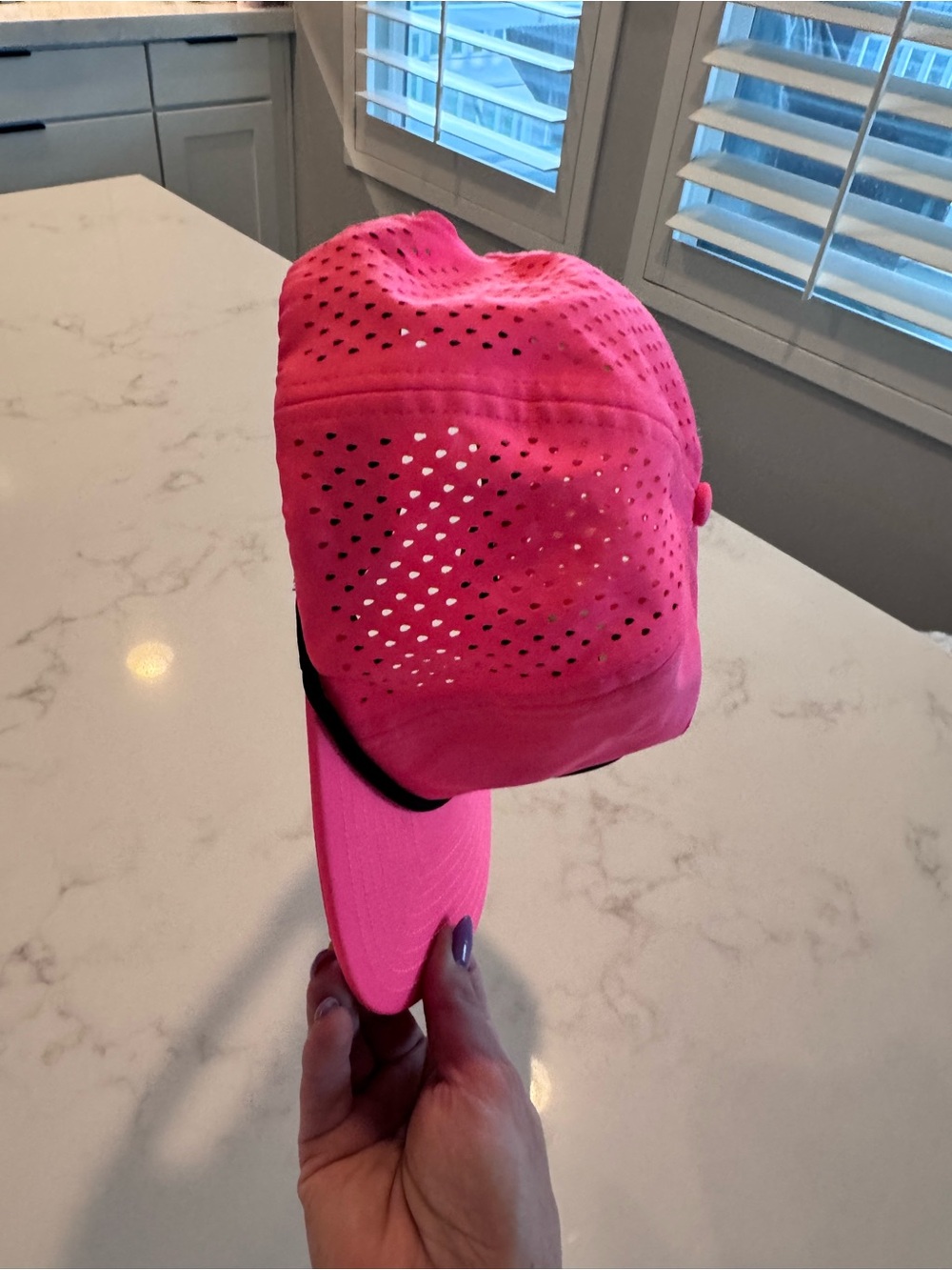 Stack Neon Pink Performance Snapback Hat Laser Cut Ventilation View 6